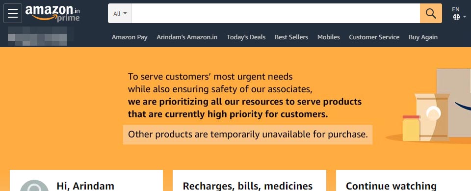 amazon  stop service due to coronavirus