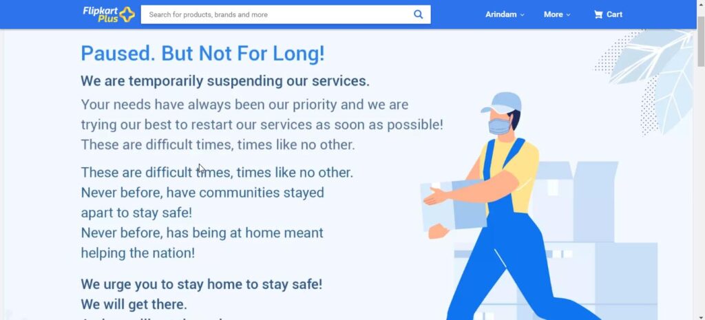 flipkart  stop service due to coronavirus